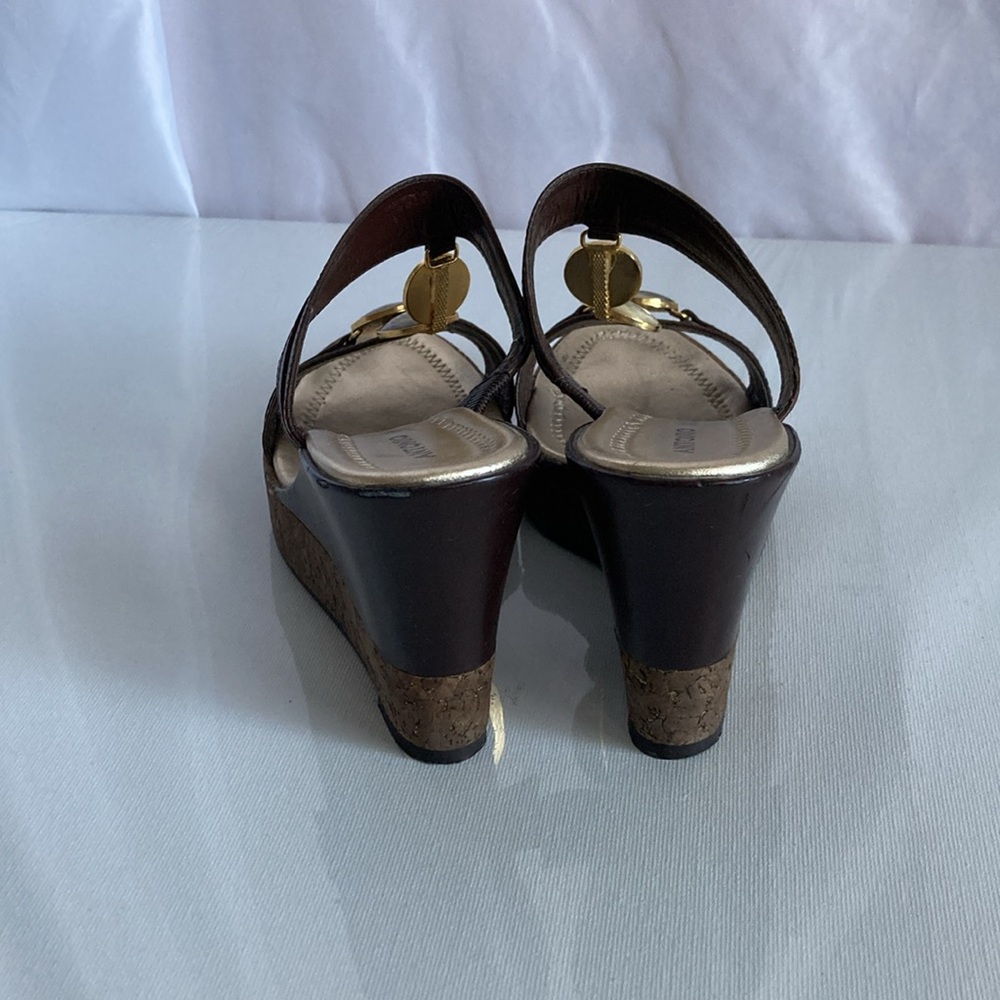 Antonio Melani Leather Wedge Heel Sandals - Picture 3 of 11